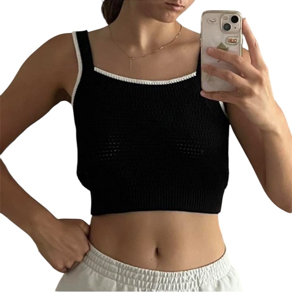 🆕 COTTON ON Crochet Tipping Crop Tank Size M